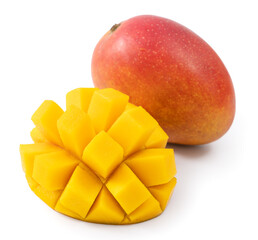 Beautiful delicious mango isolated on white table background.