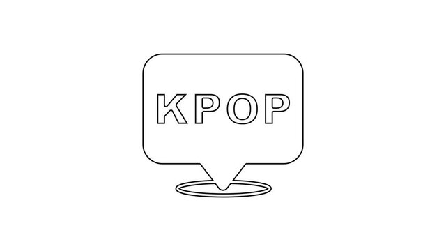 Black line K-pop icon isolated on white background. Korean popular music style. 4K Video motion graphic animation