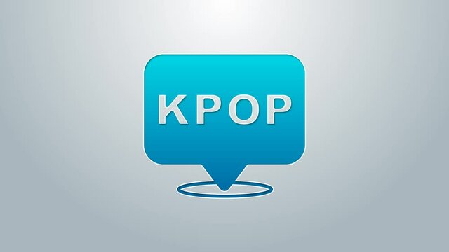 Blue line K-pop icon isolated on grey background. Korean popular music style. 4K Video motion graphic animation