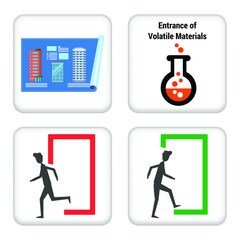 Vector illustration Set for Enterprise Architecture Entrance of Volatile Materials and more EPS10