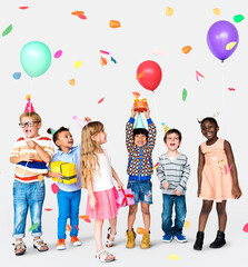 Group of diverse kids enjoying a party