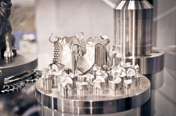 Object printed on metal 3d printer close-up