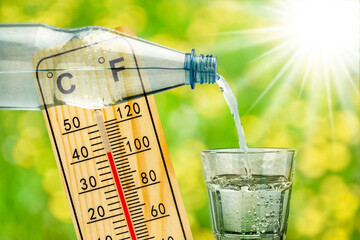 Hitze im Sommer mit hoher Temperatur und Wassermangel