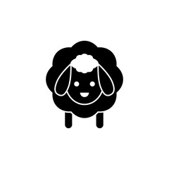 Sheep icon. Vector drawing. Lamb black silhouette on white background.