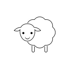Baby sheep icon. Vector drawing. Lamb linear outline illustration on white background.