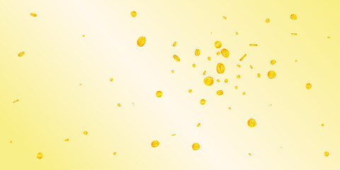 British pound coins falling. Fresh scattered GBP coins. United Kingdom money. Awesome jackpot, wealth or success concept. Vector illustration.