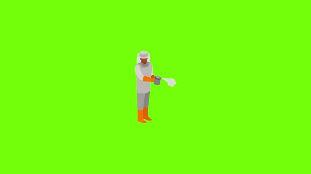 Beekeeper with smoker icon animation