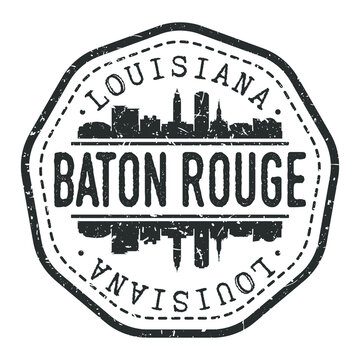 Baton Rouge, LA, USA Stamp Skyline Postmark. Silhouette Postal Passport. City Round Vector Icon. Vintage Postage Design.