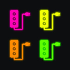 Adaptor four color glowing neon vector icon