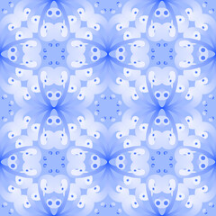 Seamless pastel blue geometric pattern with floral motifs. For print, fashion, accessories, textile, package, wrapping, decorative, media, wallpaper, background.