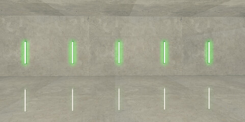 High Glossy Reflective Concrete line lighting simple 3d image 3 - green light ver
