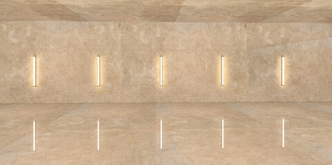 High Glossy Reflective Concrete line lighting simple 3d image 3 - orange light ver