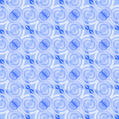 Seamless pastel blue geometric pattern with circle motifs. For print, fashion, accessories, textile, package, wrapping, decorative, media, wallpaper, background.