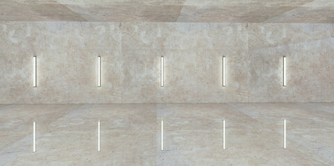 High Glossy Reflective Concrete line lighting simple 3d image 3