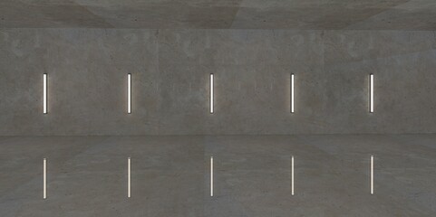 High Glossy Reflective Concrete line lighting simple 3d image