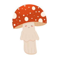 Amanita mushroom character. Vector illustration.