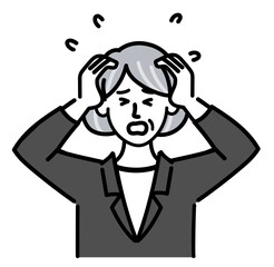 女性　シニア　スーツ　ベクター　ポップ　焦っている