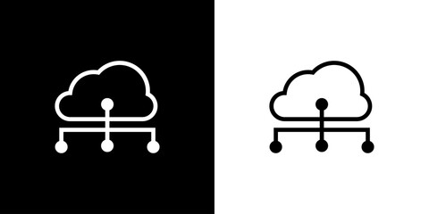 Cloud with node icon , networking icons are connected to each other, for internet and cloud network icons