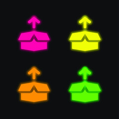 Obraz premium Arrow four color glowing neon vector icon
