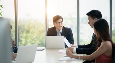 group of business people discussing a project at meeting room