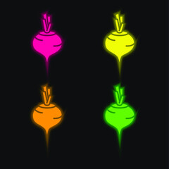 Beetroot four color glowing neon vector icon