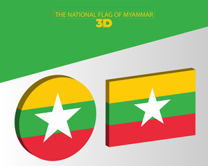 The national 3d flag of myanmar vector design