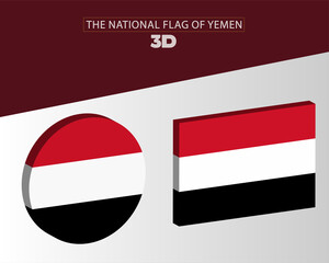 THE NATIONAL 3D FLAG OF YEMEN VECTOR DESIGN