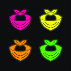 Fototapeta premium Bandana four color glowing neon vector icon