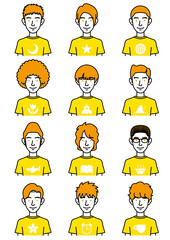 いろいろな髪型の男性の顔