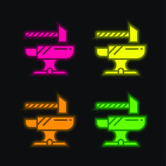 Anvil four color glowing neon vector icon