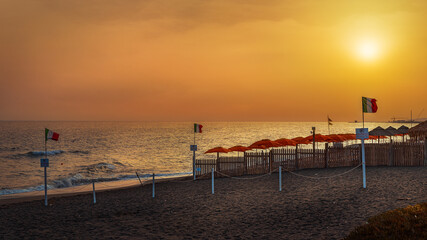 Sunset view of italian beach