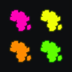 Africa four color glowing neon vector icon