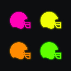 American Football four color glowing neon vector icon