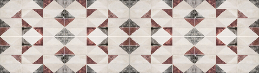 Abstract red white gray colorful colored triangular triangles square mosaic tiles texture background banner panorama
