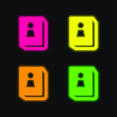 Address Book four color glowing neon vector icon