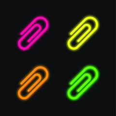 Attachment four color glowing neon vector icon