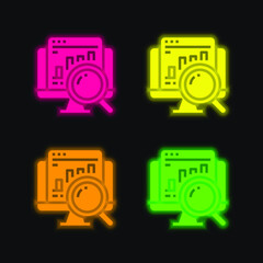 Analysis four color glowing neon vector icon