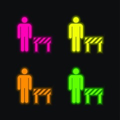 Barrier four color glowing neon vector icon