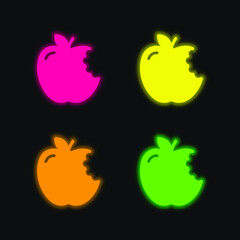 Apple four color glowing neon vector icon