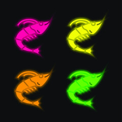 Animal four color glowing neon vector icon