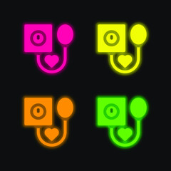 Blood Pressure four color glowing neon vector icon