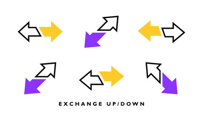 Set exchange arrow sign. Exchange arrow up and down line icon. Design concept for banking, credit, interest rate, finance and money sphere. Vector illustration