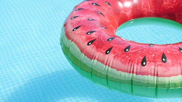 ring float watermelon in the swimming pool