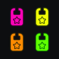 Bib four color glowing neon vector icon