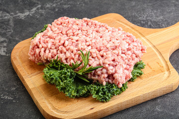 Raw pork minced meat for cooking