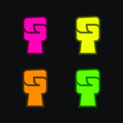 Black Power four color glowing neon vector icon