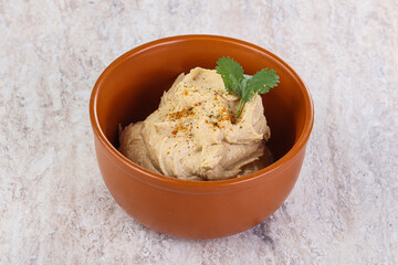 Traditional Jewish Hummus with olive oil