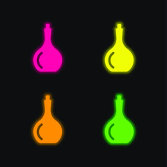 Big Bottle four color glowing neon vector icon