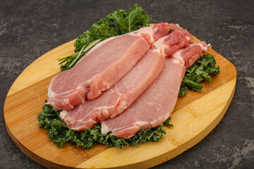Raw pork steak for cooking