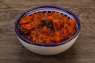 Eggplant saute with tomato and herbs